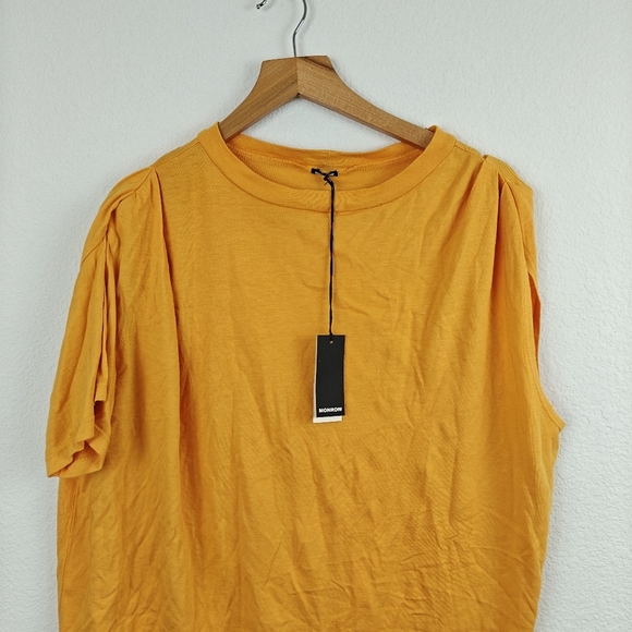 Monrow NWT One Shoulder Cotton T-shirt In Honeycomb Yellow Size Small - Picture 3 of 11